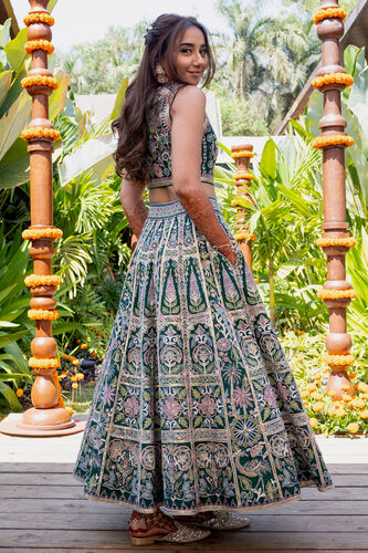 Flora Forest SEWA Hand-embroidered Skirt Set - Green, , image 2